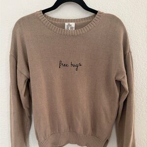 Sadie & Sage Tan 'Free Hugs' Sweater